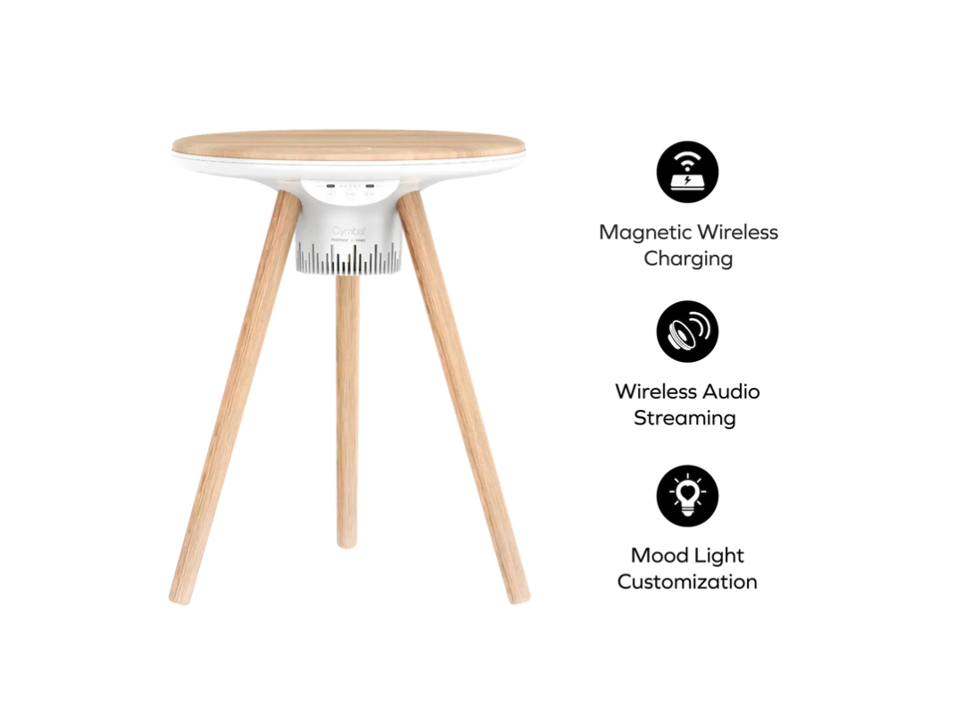 Momax Cymbal Foldable Smart Table | Wireless Charger + Speaker | Qatar Momax Cymbal Foldable Smart Table | Wireless Charger + Speaker | Qatar